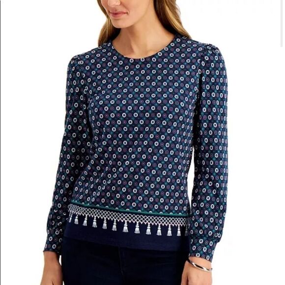 Charter Club Petite Medallion-Print Top women’s size petite medium - Picture 1 of 5